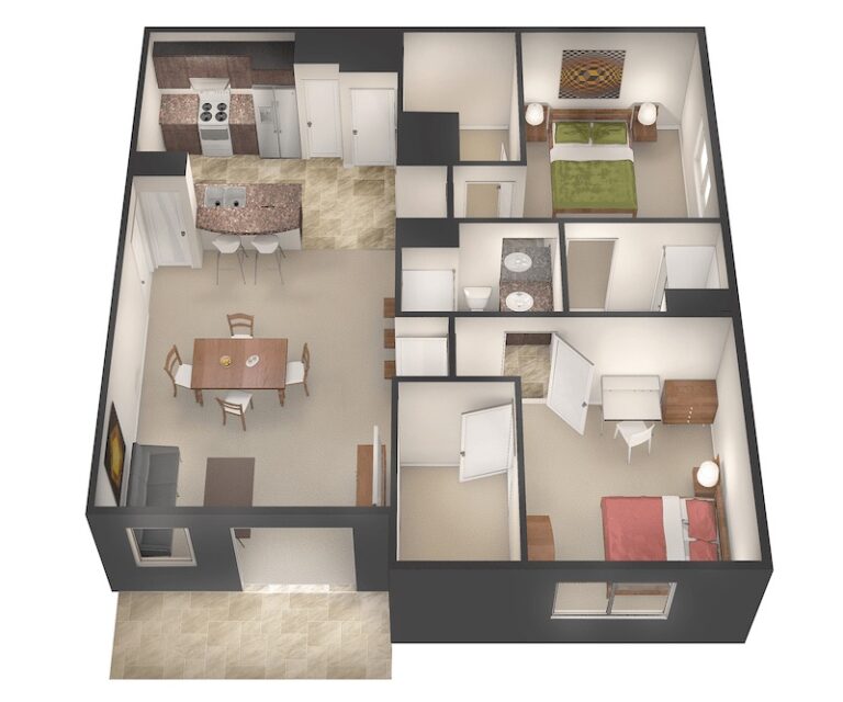 University Flats 2 bedroom floor plan